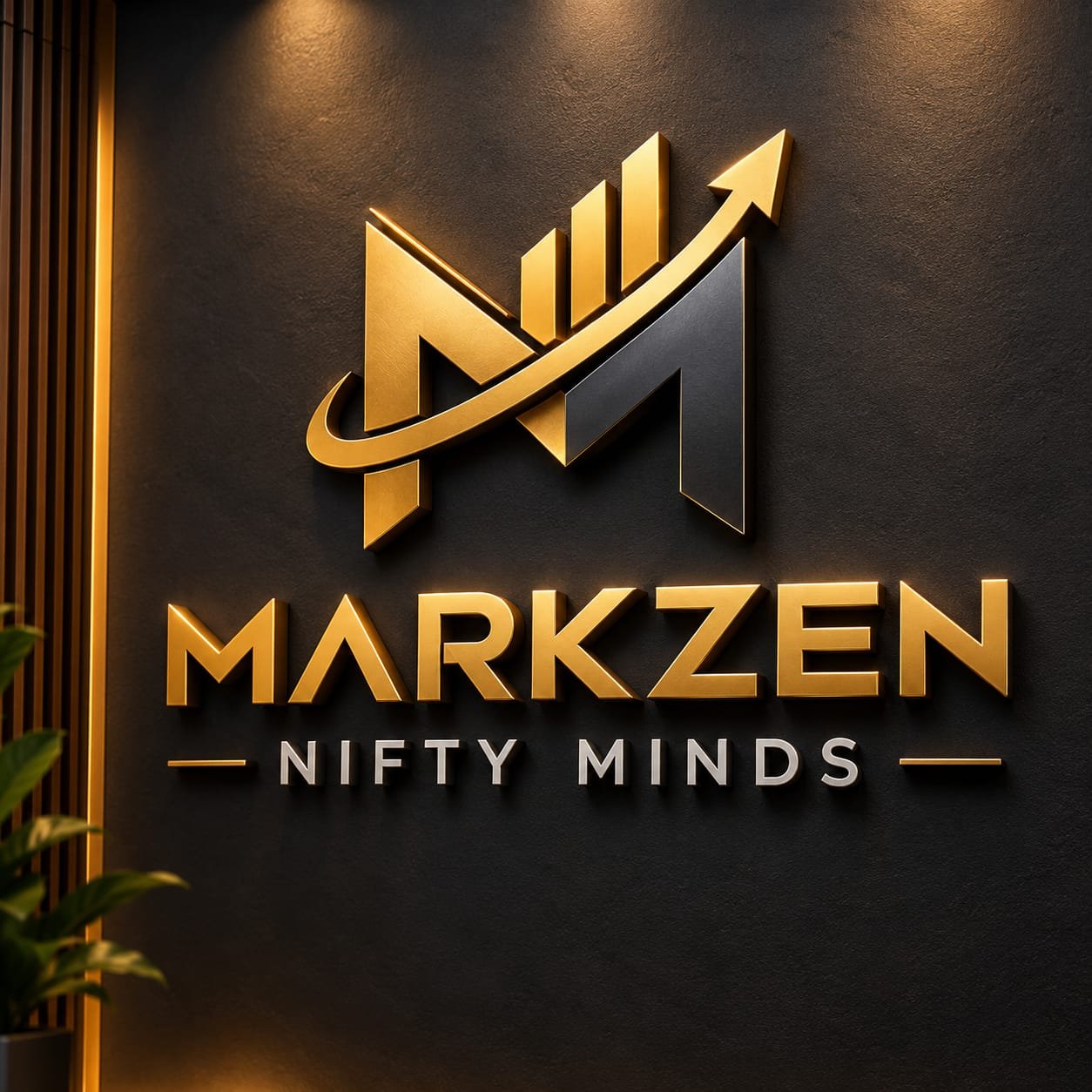 Markzen Nifty Minds logo on office wall
